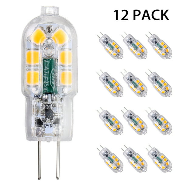 Equivalent 60W G4 Halogen Lamps Energy Saving LED Lamps for Chandelier No Flicker 360° Beam Angle Wall Sconce- Pack of 10,Warm White 6W 12V AC DC G4 LED Light Bulbs 